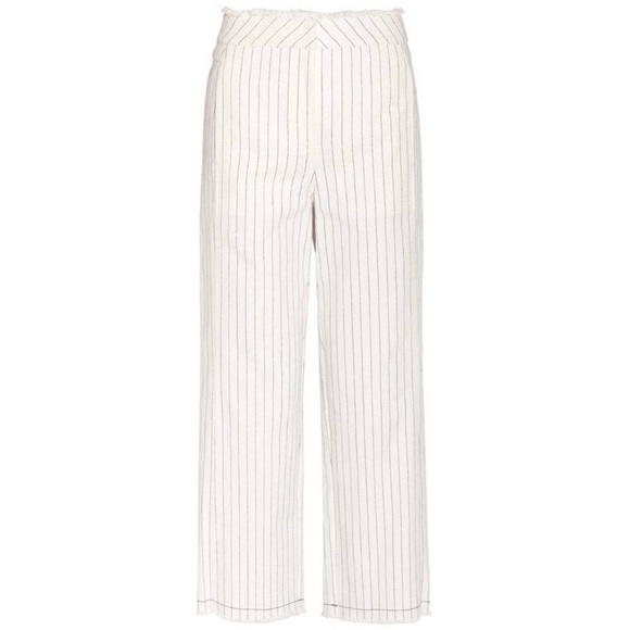 Alexander Wang T Burlap Cropped High Rise Wide Leg Pants Striped White Black 6 - Picture 1 of 6